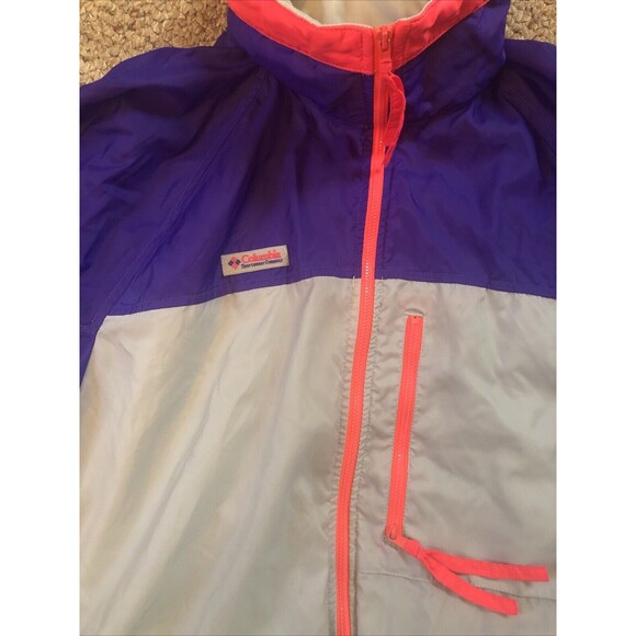 Vintage Columbia Windbreaker Jacket Gray Purple Sz Men's Small Radial Sleeve Ful - Picture 2 of 11
